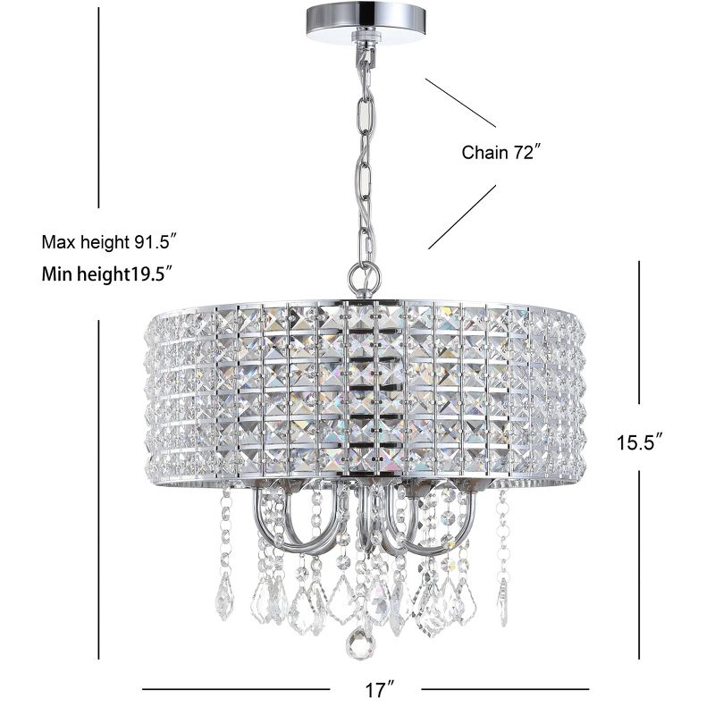 17&#34; Adjustable Metal/Crystal Reese Drop Pendant (Includes Energy Efficient Light Bulb) Silver - JONATHAN Y, 5 of 7