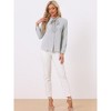INSPIRE CHIC Women's Tie Neck Contrast Color Button Down Long Sleeves Shirt - 3 of 4