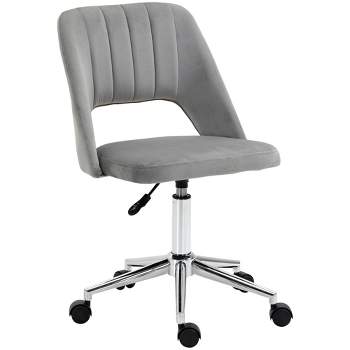 Vinsetto Modern Mid Back Office Chair with Velvet Fabric, Swivel Computer Armless Desk Chair with Hollow Back Design for Home Office