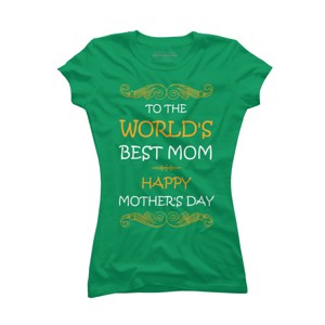 Junior's Design By Humans Happy Mother's Day World's Best Mom By tmsarts T-Shirt - 1 of 2