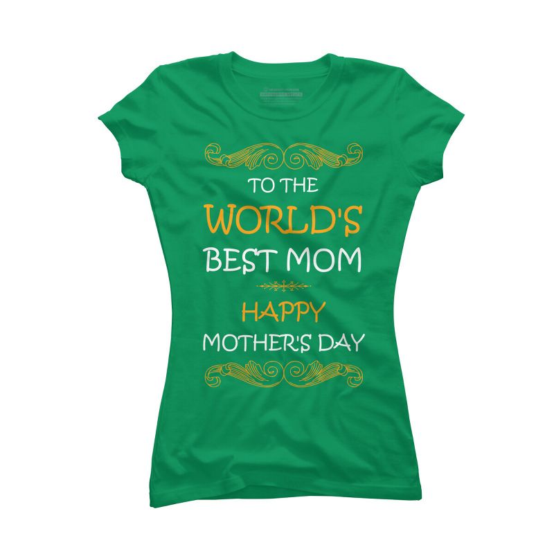 Junior's Design By Humans Happy Mother's Day World's Best Mom By tmsarts T-Shirt, 1 of 3