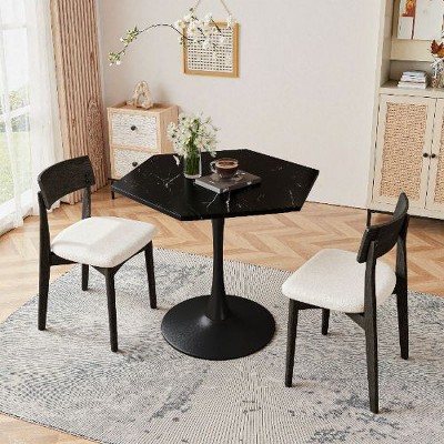 Sapphtopaz Octagonal Modern Coffee Table for Living Room, MDF Top & Metal Frame Center Table with 220 lbs Capacity, Stylish Living Room Table