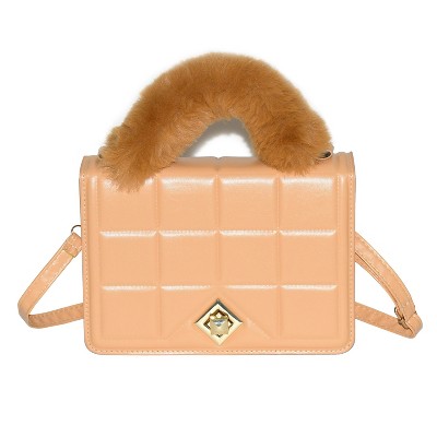 Ladies Handbag with Faux Fur Handle