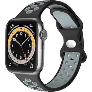 Worryfree Gadgets Silicone Band for Apple Watch 42mm 44mm 45mm 49mm Breathable Sports band iWatch Series 8 7 6 SE 5 4 3 2 1 for Men Women, Black/Gray - 1 of 4