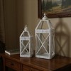 HomeRoots Set of Two Distressed Wood And Glass Tabletop Lantern Candle Holders - 2 of 4