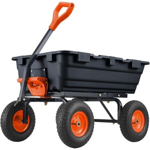 800 lbs Poly Garden Dump Cart, Heavy-Duty Wheelbarrow with 10-Inch Tires, 180° Rotating Handle, Steel Frame and Quick Release System - 1 of 4