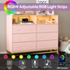 6 Drawers Dresser with LED Lights for Bedroom, Drawer Dressers with Charging Station, Open Space Storage Chest for Entryway, Closet, Living Room - 3 of 4
