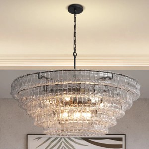 48in 6-Lights 4-Tier Large Oval Clear Glass Kitchen Island Chandelier - 1 of 4