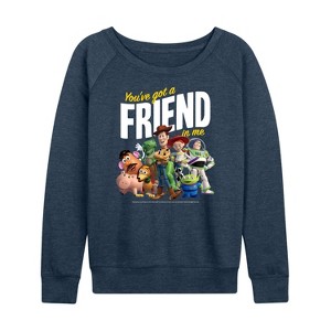 Women's - Disney - You've Got A Friend In Me Lightweight French Terry Wide Neck Long Sleeve Graphic Shirt - 1 of 4
