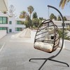 PAGED Indoor Outdoor Wicker Rattan Swing Chair with Cushion and C Type Bracket,Egg Chair for Patio,Porch,Garden,Beige+Brown - 2 of 4