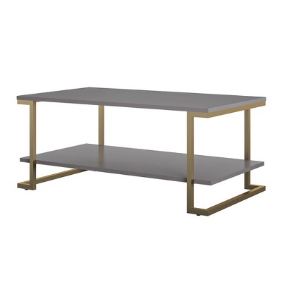 Camila Rectangular Graphite Gray Coffee Table with Gold Metal Legs