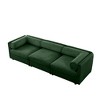 DOMETOUR Green Chenille 3-Seater Sofa with Storage, Cylindrical Backrest & Armrests, Contemporary Fabric Couch - 4 of 4