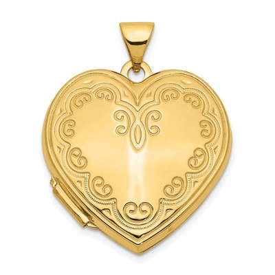 Black Bow Jewelry 14k Yellow Gold 21mm Ornate Heart Locket