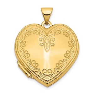 Black Bow Jewelry 14k Yellow Gold 21mm Ornate Heart Locket - 1 of 4
