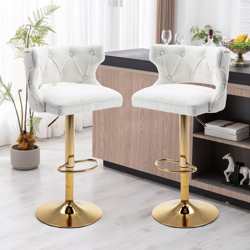 Set of 2 Upholstered  Swivel Bar Stools With Back and Footrest-ModernLuxe, 1 of 12