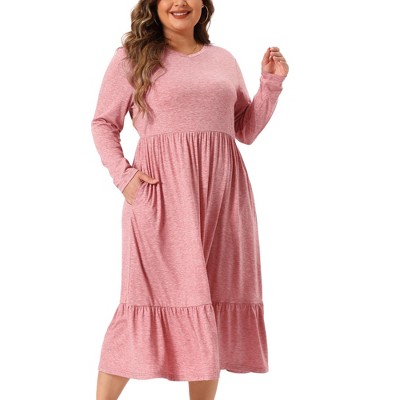 Agnes Orinda Women's Plus Size V Neck Flowy Tiered with Pockets Vacation Casual Maxi A Line Dresses