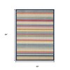 Ivory And Blue Striped Stain Resistant Indoor Outdoor Area Rug - 3 of 3