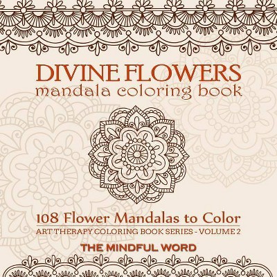 divine flowers mandala coloring book  art therapy coloring book  paperback