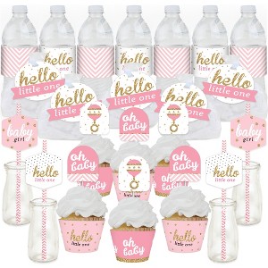 Big Dot of Happiness Hello Little One - Pink and Gold - Girl Baby Shower Favors and Cupcake Kit - Fabulous Favor Party Pack - 100 Pieces - 1 of 4