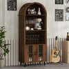 Resenkos 71-Inch Farmhouse Wine Bar Cabinet with Glass Holder - /Natural - 2 of 4