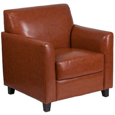 Cognac LeatherSoft Modern Reception Chair with Hardwood Frame