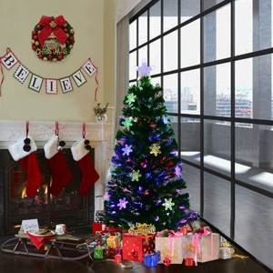 Costway 4FT Pre-Lit Fiber Optic Christmas Tree Multicolor Lights - 1 of 4