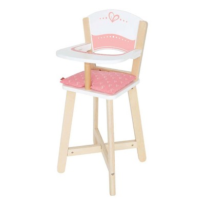 Hape Wooden Baby Doll Play Highchair Seat Toddler Toy High Chair Furniture, Pink