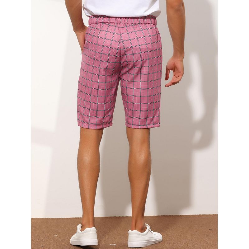 Lars Amadeus Men's Straight Fit Flat Front Plaid Checked Shorts, 3 of 6