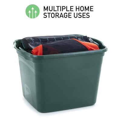 Hunter Green Stackable Plastic Storage Bins with Lids, 18 Gallon, 6 Pack
