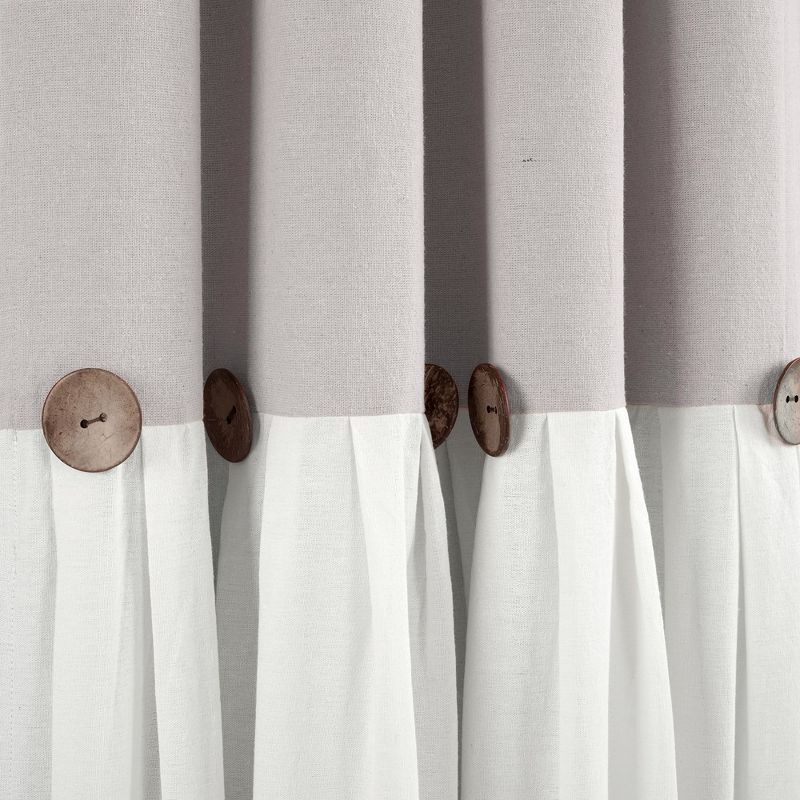 Linen Button 100% Lined Blackout Window Curtain Panel Gray/White Single 40X84, 4 of 7