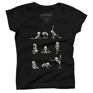 Girl's Design By Humans Skeleton Yoga By huebucket T-Shirt - 1 of 3