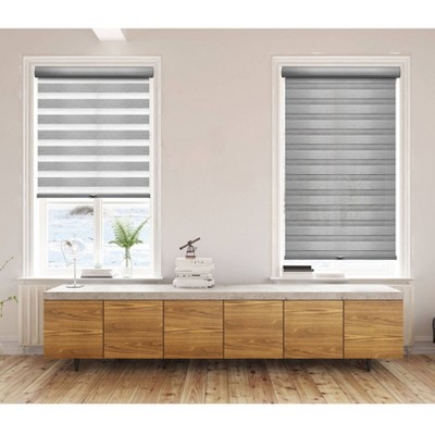 Gray Cordless Light Filtering Zebra Roller Shade 35" x 72"