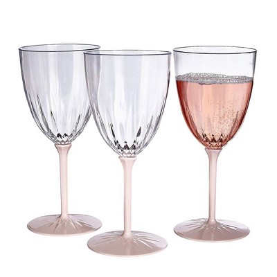 VINTAGE COLLECTION DISPOSABLE WINE GLASSES | Reusable Stemmed Wine Cups | for Upscale Wedding and Dining | Includes 6 Plastic Cups