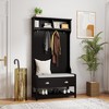 Vynxaria Hall Trees: Black 3-in-1 Entryway Organizer with Drawers and Padded Bench - 3 of 4