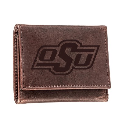 Evergreen NCAA Oklahoma State Cowboys Brown Leather Trifold Wallet Officially Licensed with Gift Box