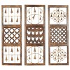 Wood Geometric Intricately Carved Wall Decor with Bells Set of 3 Brown - Olivia & May: Iron Frame, Nautical Art, Vertical Display - 2 of 4