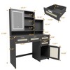 GlasFlength Makeup Vanity Tables Set with Lights in Openable Mirror, Drawers and Cabinets and Shelves, for Bedroom, Black, 42.83"*15.7"*57.09" - 2 of 4