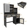 GlasFlength Makeup Vanity Tables Set with Lights in Openable Mirror, Drawers and Cabinets and Shelves, for Bedroom, Black, 42.83"*15.7"*57.09" - image 2 of 4