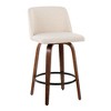 26" 360° Swivel Counter Stools with Wood Legs, Padded Upholstered Seat, and Round Footrest (Set of 2) - 2 of 4