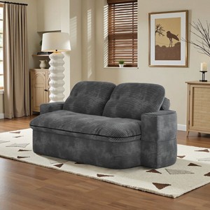 2-in-1 Corduroy Convertible Modular Sofa Bed with Memory Foam Mattress Saving Sleeper Sofa Bed for Living Room,Bedroom-The Pop Home - 1 of 4