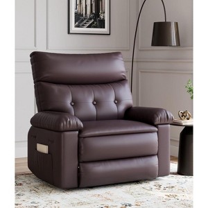 Oversized Wide Recliner Chair with Heat & Massage, 27"W Faux PU Leather Manual Recliner for Adults, Comfort Lazy Chair with 1.5X Sponge Filling - 1 of 4