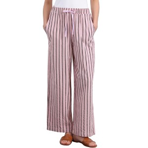 INSPIRE CHIC Women's Casual Drawstring Stripe Wide Leg High Waist Cotton Loose Pants - 1 of 4
