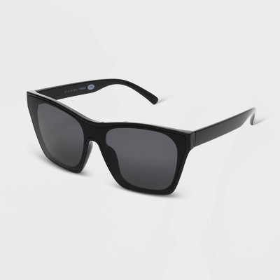 Women&#39;s Shiny Plastic Shield Sunglasses - Universal Thread&#8482; Black