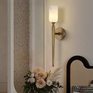 CityFurn 1-Light Modern Wall Sconce with Alabaster Shade - 1 of 4