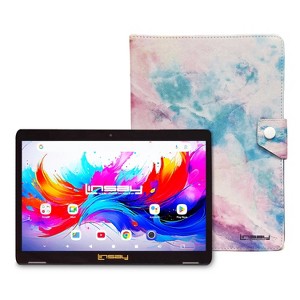 LINSAY 10.1"Octa Core  256GB Storage Android 15 Tablet with Pink Marble Case - 1 of 3