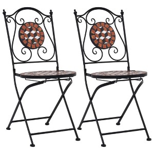 vidaXL Mosaic Bistro Chairs 2 pcs Brown Ceramic - 1 of 4