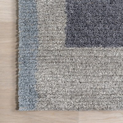 Gray Colorblocked Handmade Wool 8' x 10' Area Rug