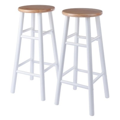 2-Pc Bar Stools; 29"; Natural & White
