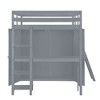 PAGED Simple Wooden Loft Bed Bunk Bed with Desk, Full Size Bed Frame with Storage Shelves, Wardrobe and Guardrail for Kids, Teens - 4 of 4