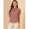 INSPIRE CHIC Women's Retro Dots Print Bow Tie Peter Pan Collar Chiffon Blouse - 3 of 4